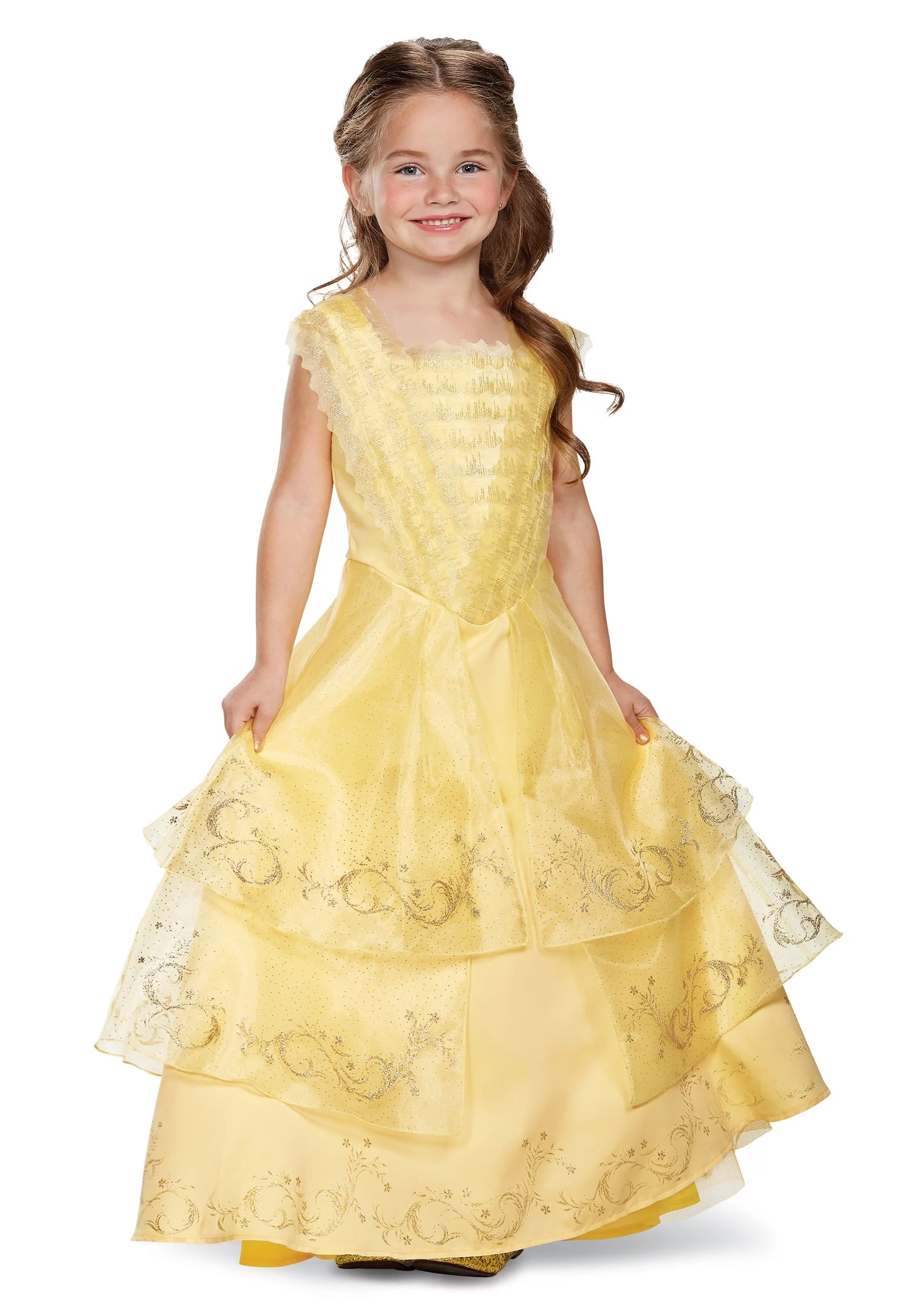 Disney Princess Belle Ball Gown Prestige Girl's Halloween Fancy-Dress Costume for Child, S