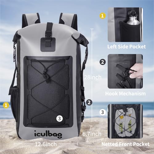 Dry Bags Waterproof Backpack for Women Men Travel Dry Bag Backpack Warterproof Bag for Kayaking Beach Boating 30L/40L