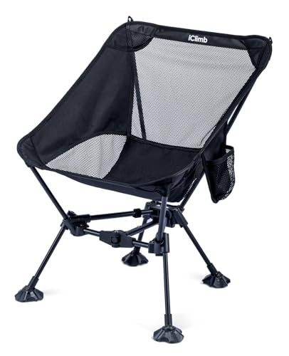 iClimb Ultralight Compact Camping Folding Beach Chair with Anti-Sinking Large Feet