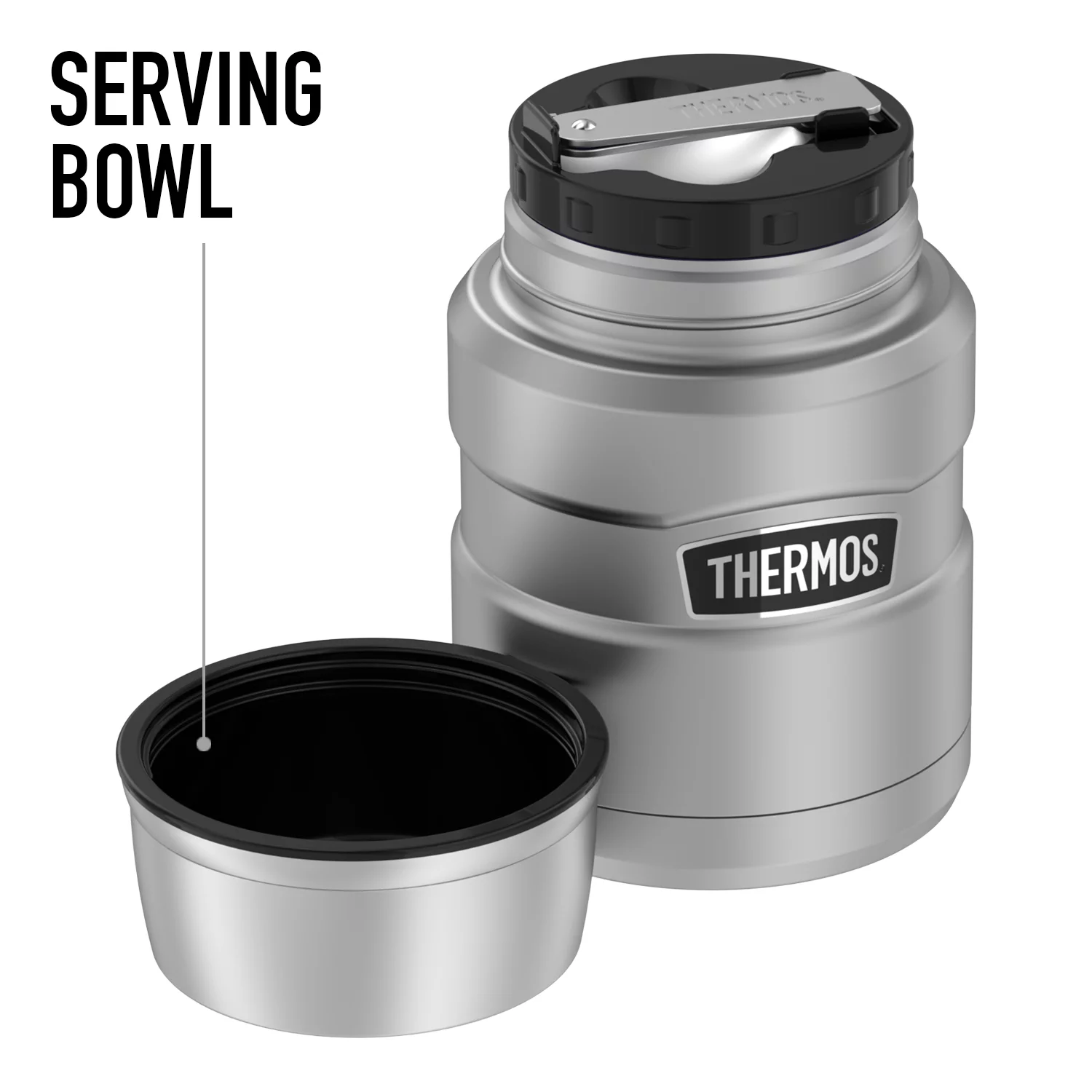 LSU Diagonal Stripes THERMOS STAINLESS KING Stainless Steel Food Jar with Folding Spoon, Vacuum insulated & Double Wall, 16oz