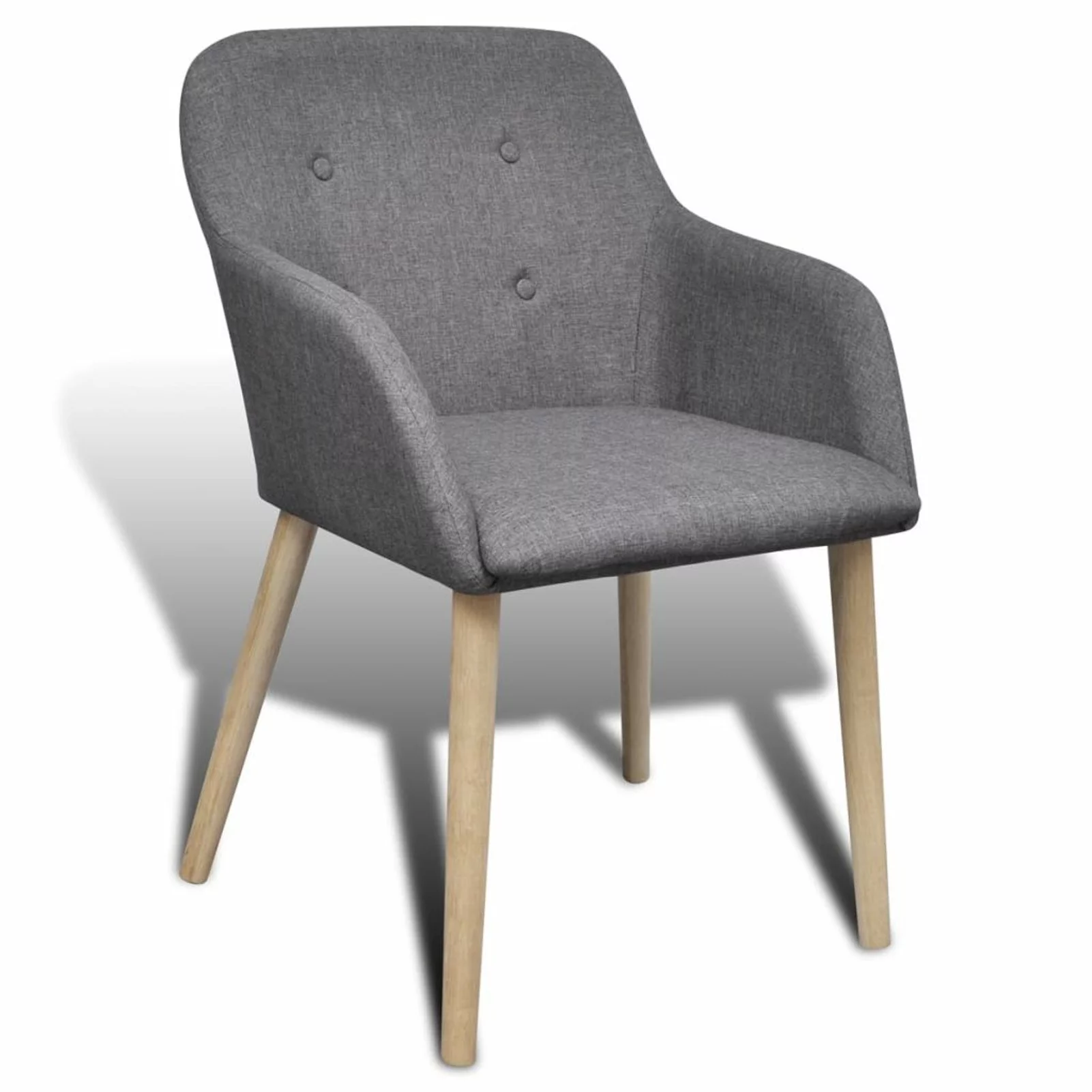 Dcenta Dining Chairs 2 pcs Dark Gray Fabric and Solid Oak Wood