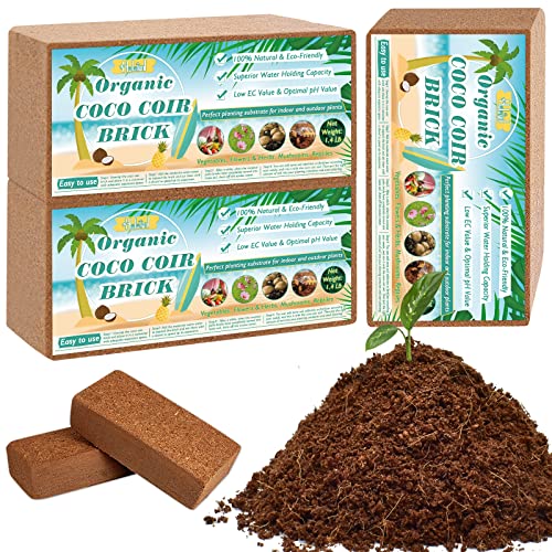 Halatool 6PCS Organic Coconut Coir Brick Compressed Coco Coir Bricks Nutrient Potting Soil with Low EC & pH Balance Premium Starting Soil Coconut Fiber Substrate for Plants Flowers Reptiles