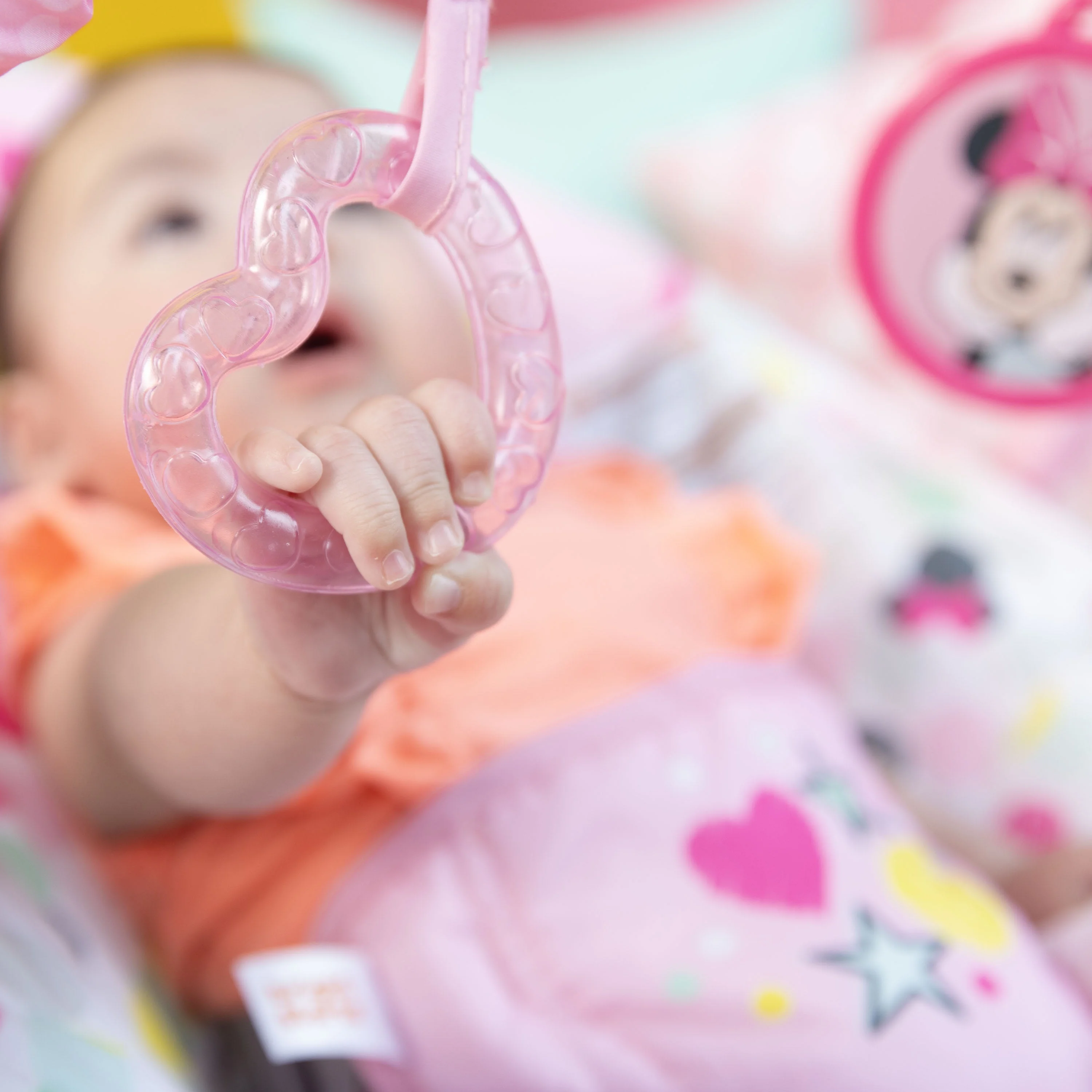 Disney Baby Slip Resistant Vibrating Infant Baby Bouncer, Minnie Mouse Spotty Dotty by Bright Starts