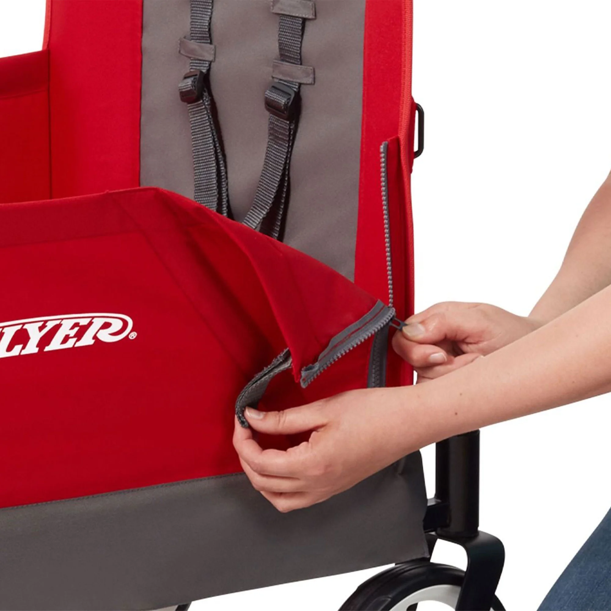 Radio Flyer Convertible Stroll N Wagon with Pull & Push Handle, Red/Black