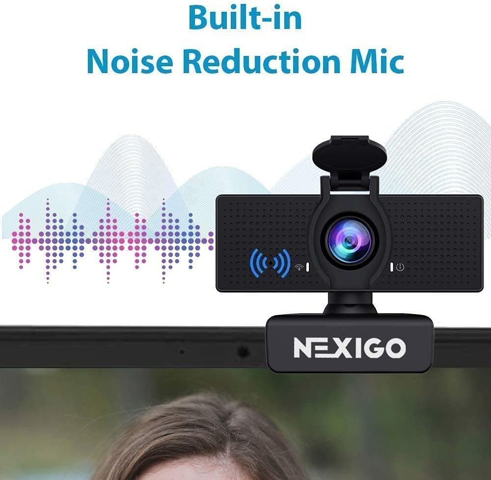NexiGo N60 1080P Web Camera, HD Webcam with Microphone, Software Control & Privacy Cover, USB Computer Camera, 110-degree FOV, Plug and Play, for Zoom/Skype/Teams, Conferencing and Video Calling Pack of 2