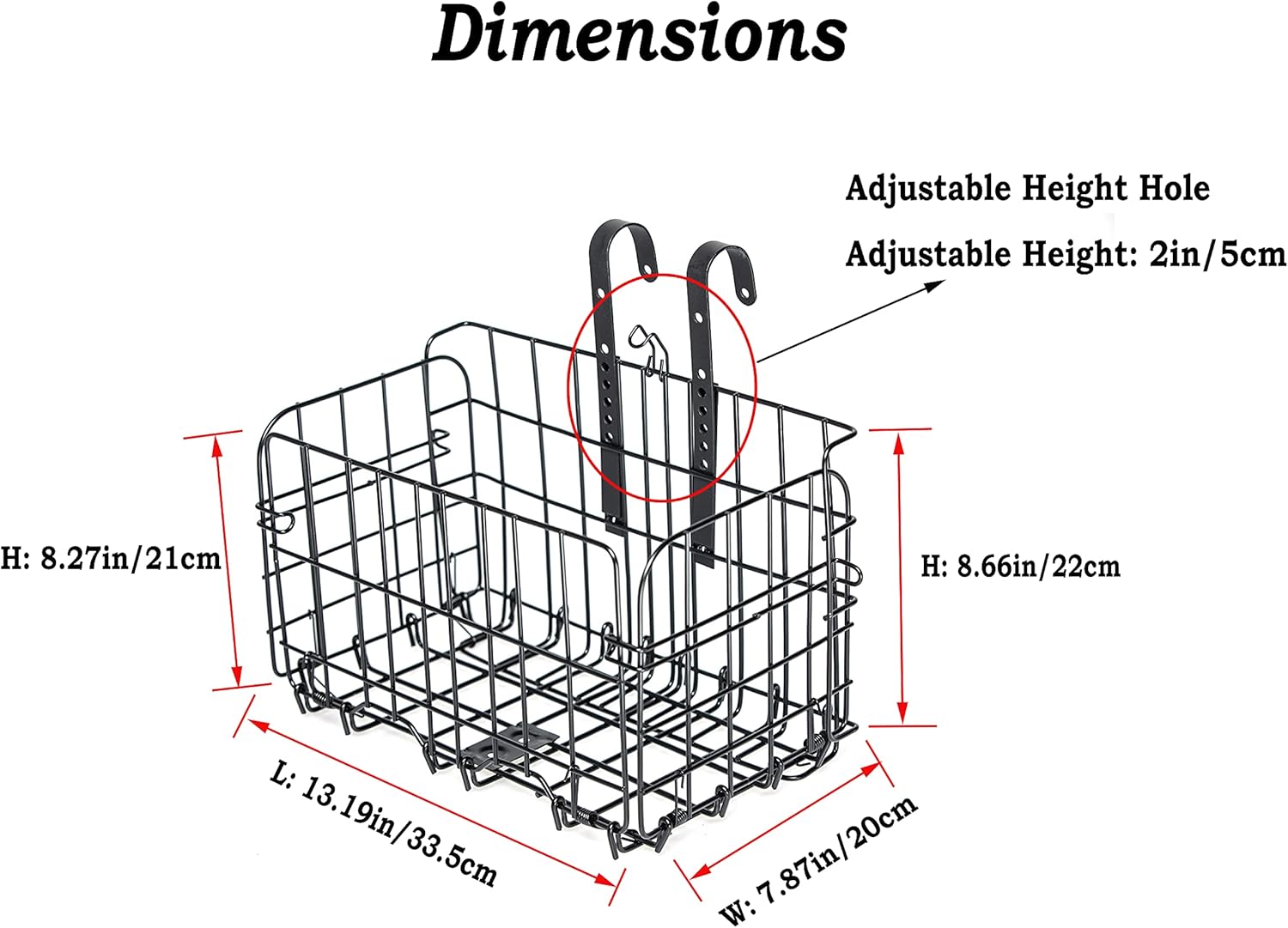 Folding Front Bicycle Basket Steel Black