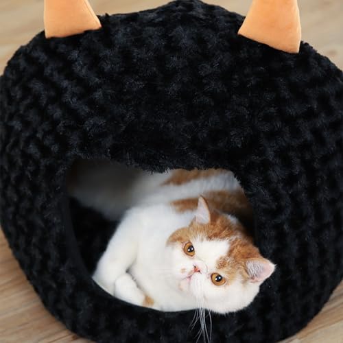 Funny Cat Bed Halloween Large Cat Cave Nest Warm Cute Kitten Bed Mattress Cartoon Ultra Soft Plush Removable Cushion