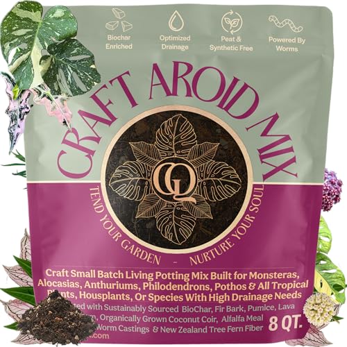 Craft Aroid Potting Mix- Elite Alocasia, Philodendron, Monstera Soil Mix, Chunky, Well Draining Potting Soil for Indoor Plants, All Tropical Plants & Houseplants, Synthetic & Peat Free 8QT