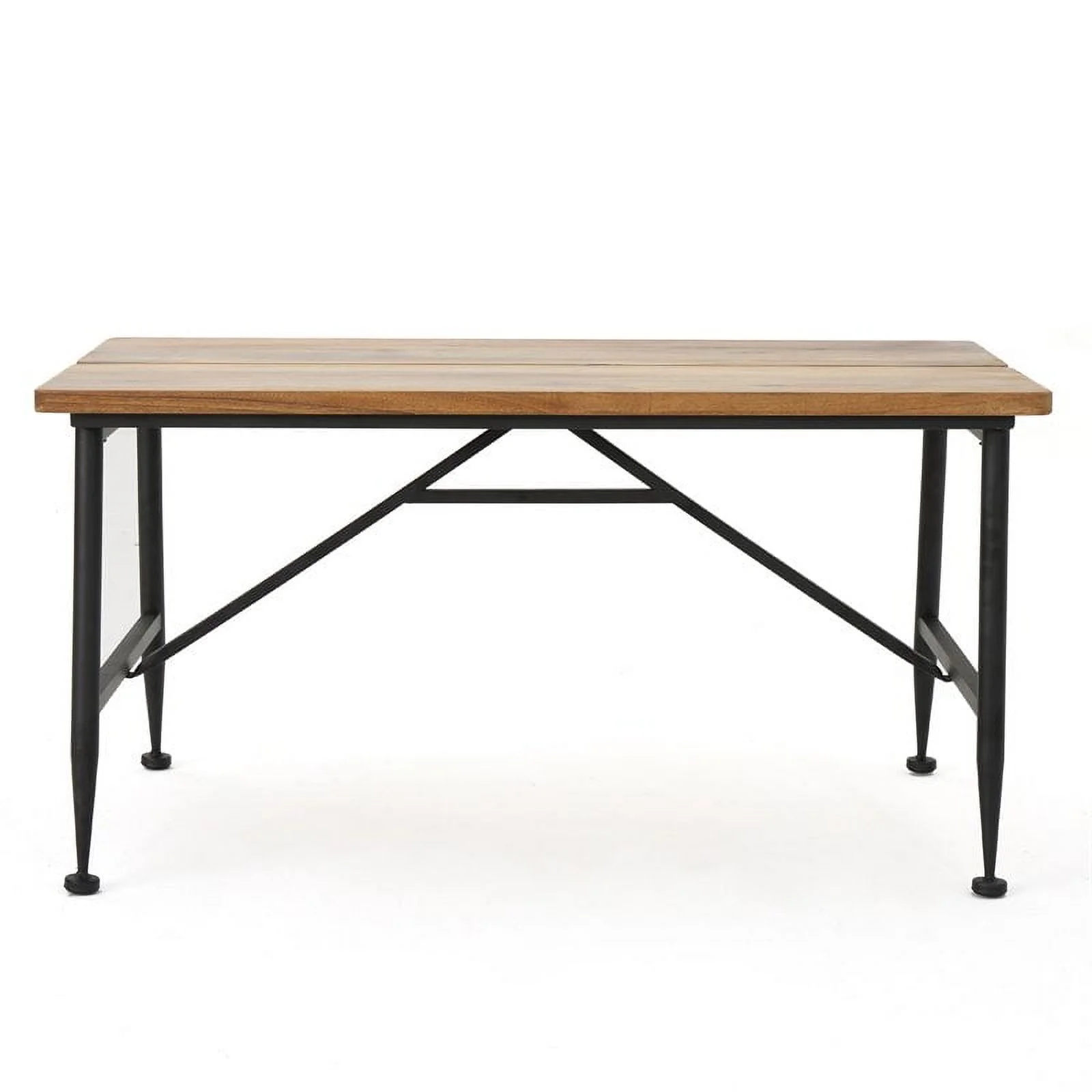 Noble House Eleanora Acacia Wood and Iron Coffee Table in Brown/Black