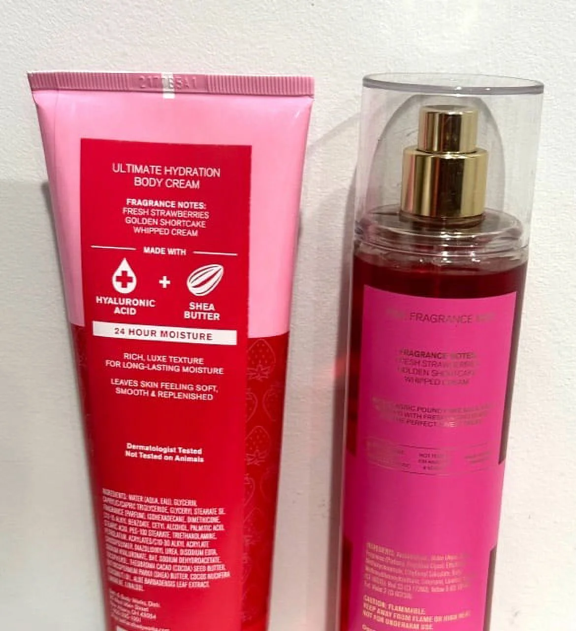 Bath & Body Works Body Care Strawberry Pound Cake Duo (Body Cream and Fragrance Mist)