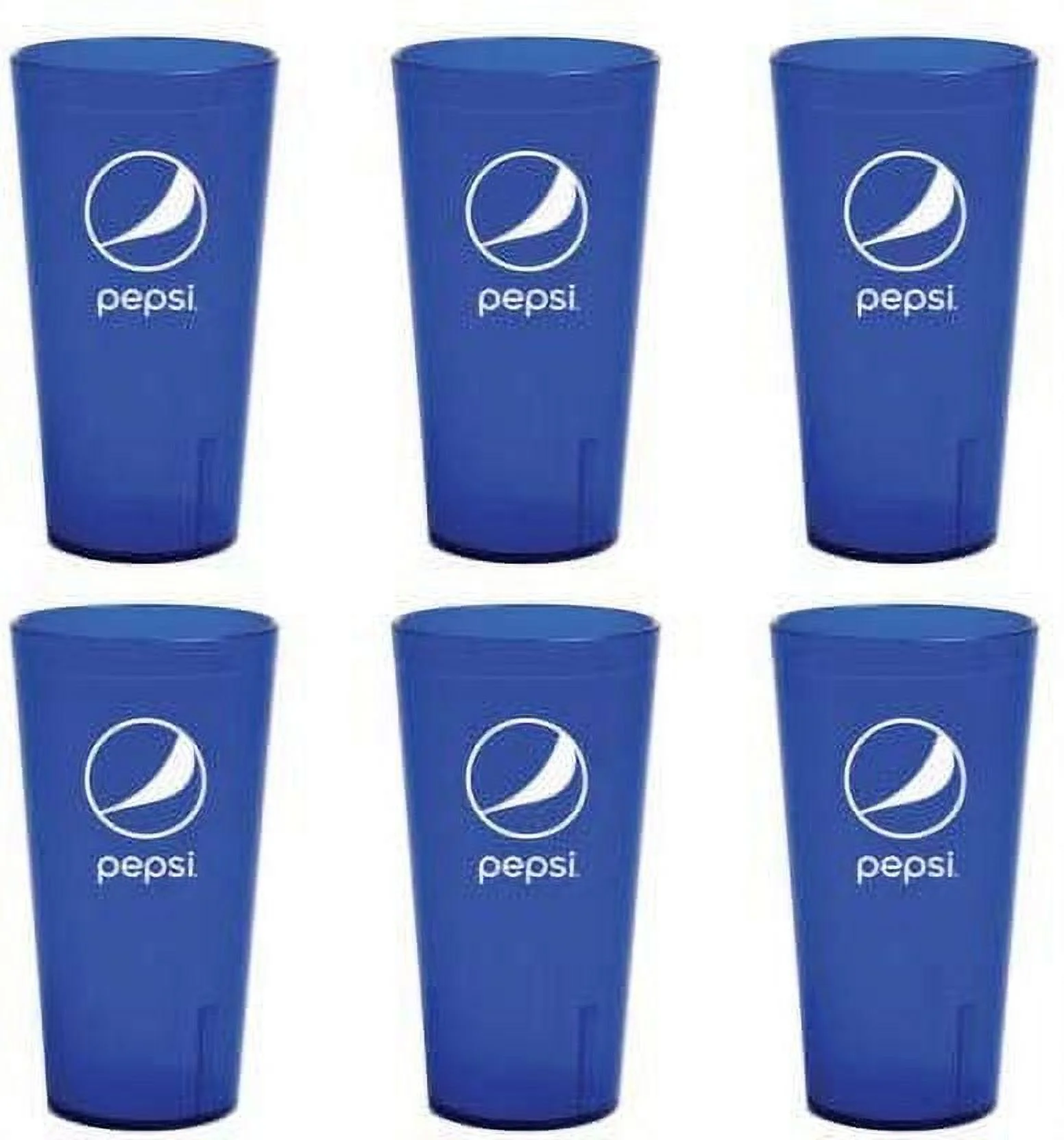 Pepsi Cola Blue Plastic Tumblers Cups 24-Ounce Restaurant Grade Cups, Set of 6
