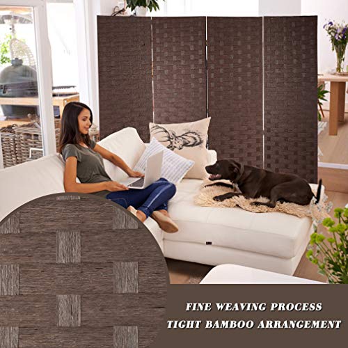 Wood Mesh Woven Design 4 Panel Folding Wooden Screen Room Divider
