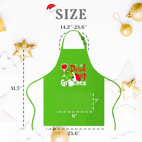 Funny Christmas Baking Apron for Women Men, Holiday Kitchen Cooking Aprons with 2 Pockets, Cute Holiday Baking Gifts for Bakers Mom Wife Husband Girlfriend, White Elephant Gifts Stocking Stuffers