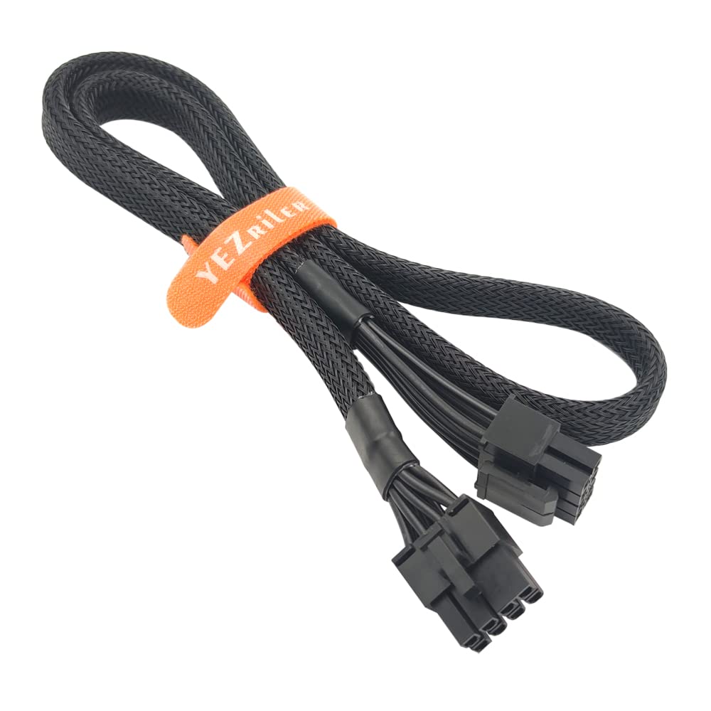 CPU Cable for Seasonic PSUs, PCIe 8 Pin Male to CPU 8 Pin (4+4 Detachable) Male EPS-12V Motherboard Power Adapter Sleeved 25-inch (63cm)