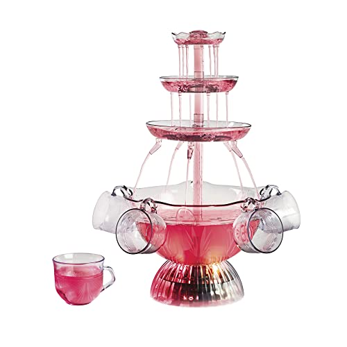Nostalgia LPF230 3-Tier Lighted Party Fountain, Holds 1.5 Gallons, LED Lighted Base, Includes 8 Reusable Cups