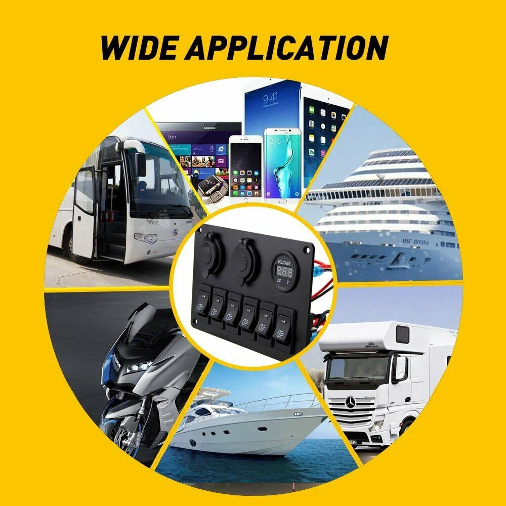 Optimal Marine Electronics - Waterproof Rocker Switch Panel with 6 Gang and LED