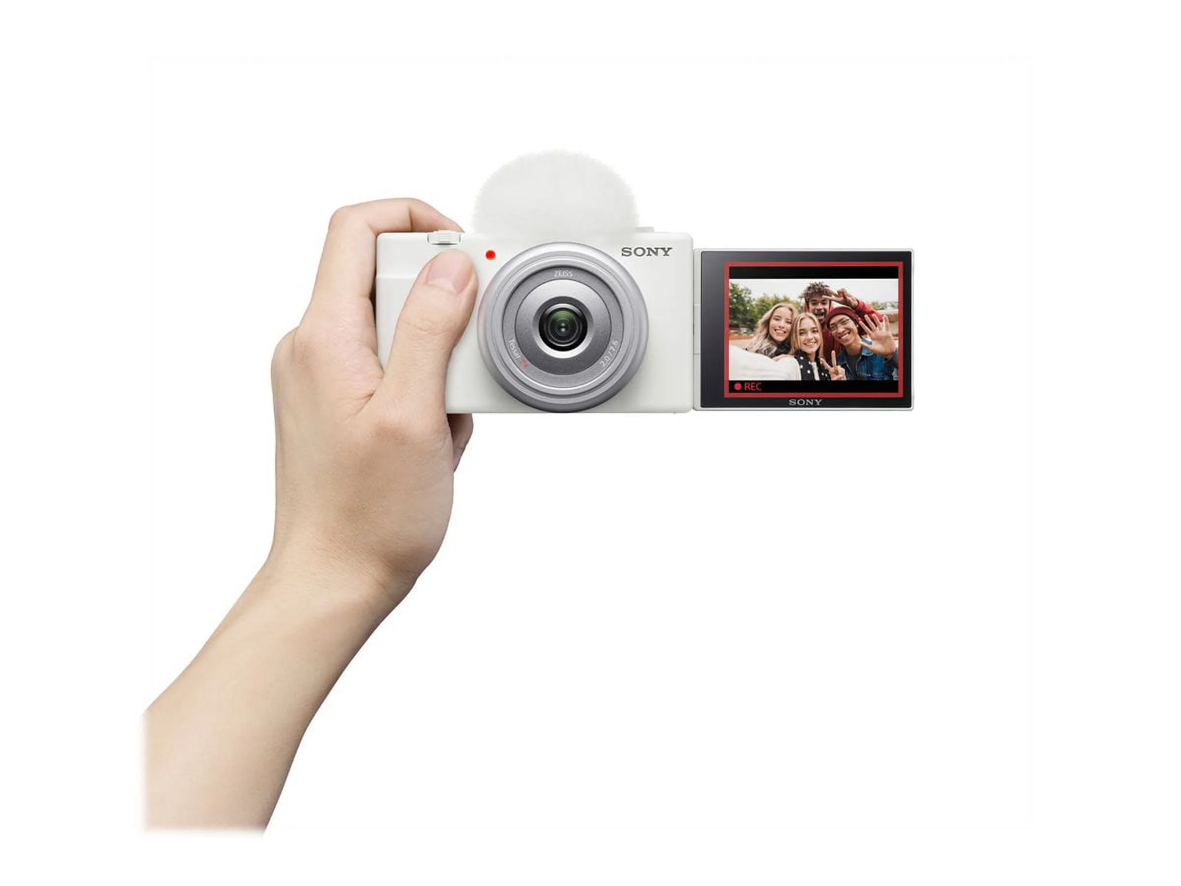 Sony ZV-1F - Digital camera - compact - 20.1 MP - 4K / 30 fps - ZEISS - Wi-Fi, Bluetooth - white