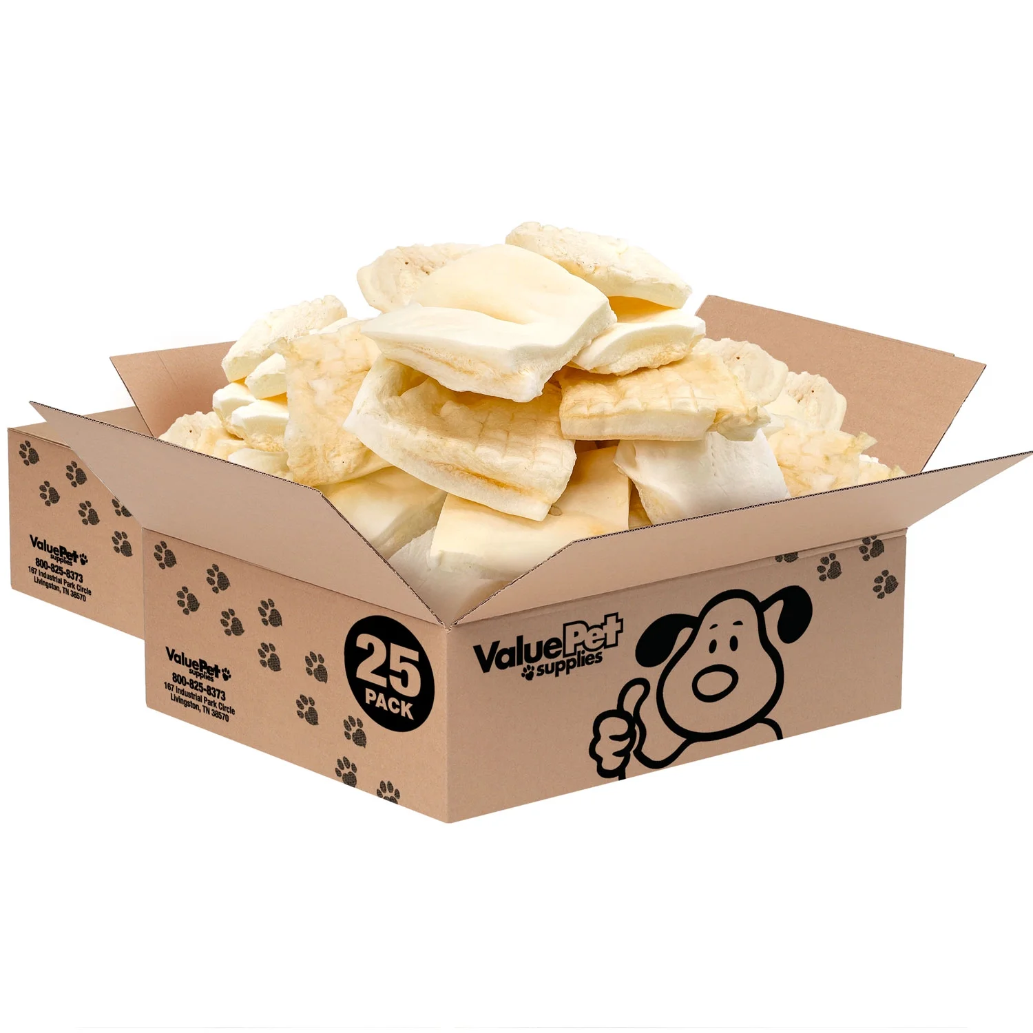 NEW- ValueBull Beef Cheek Chips for Dogs, 4x4 Inch, Natural, 50 Count BULK PACK