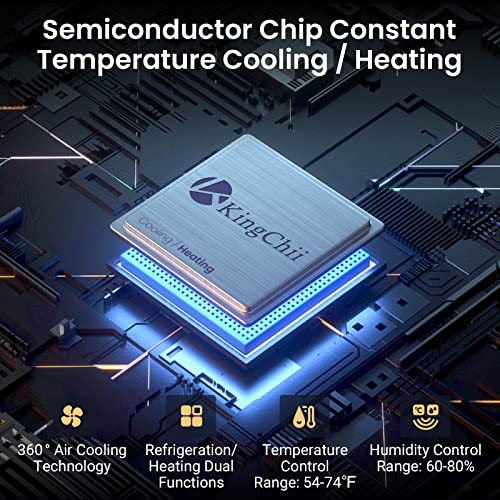 KingChii 16L Electric Cigar Humidors Temperature Control System, Cooling & Heating Humidor Cabinet with Spanish Cedar Wood Shelves & Hygrometer, Father's Day Gifts for Men (2 Layers 100 Capacity)