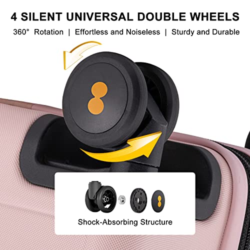 LEVEL8 Hard Shell Carry on Luggage Airline Approved, Carry-on Suitcases with Wheels, Lightweight Luminous Textured Hardside Travel Bag with Tsa Lock, 20 Inch, Black