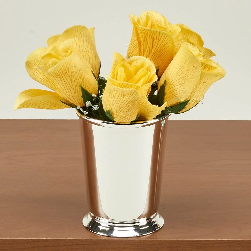 Creative Gifts International  11 oz Silver Plated Mint Julep Cup with 4 in. Capacity - Green