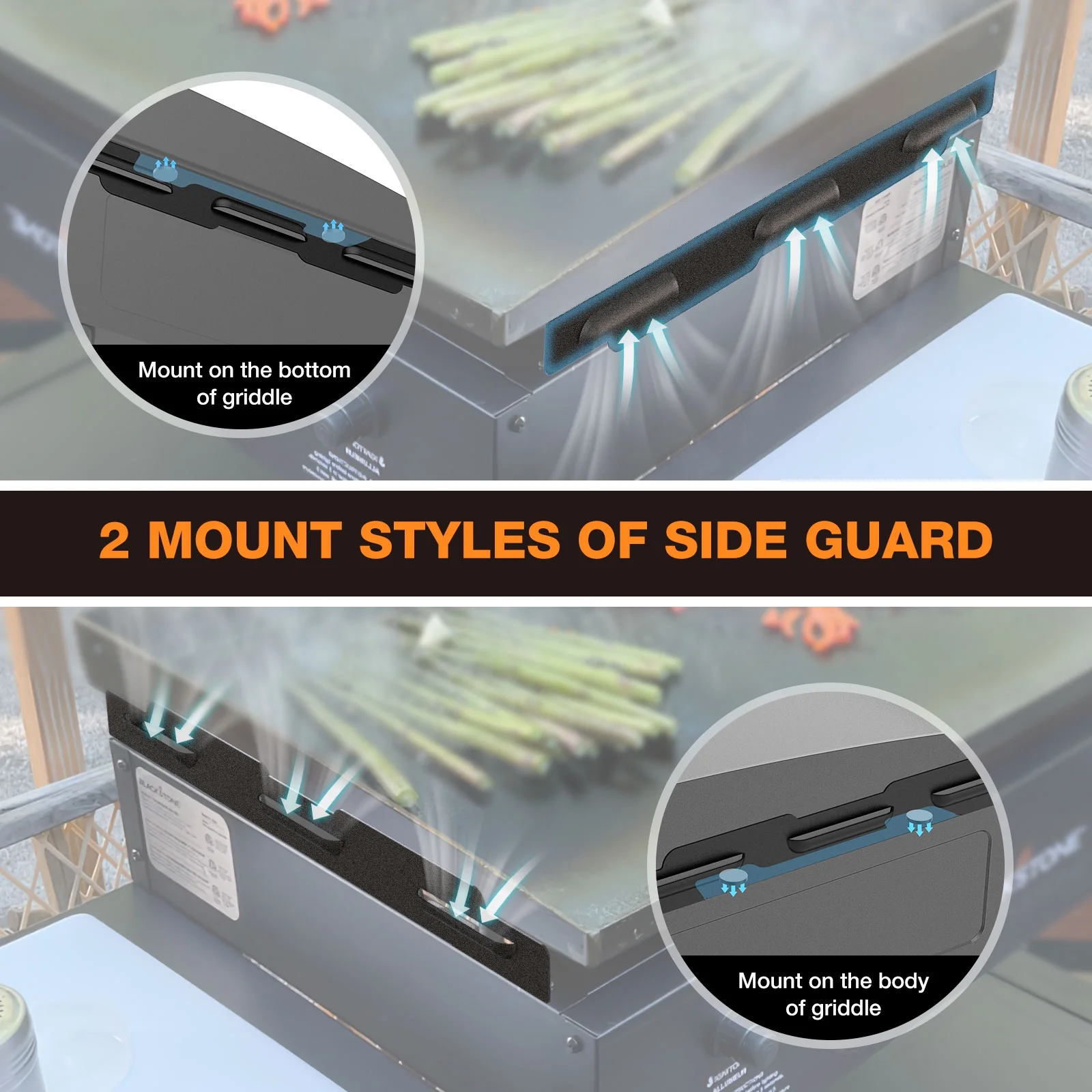 Wing guards for Blackstone 28 inch griddle,Lid and rear grease cup,suitable BBQ outdoors ,stainless steel magnetic for Blackstone griddle accessories fit,protect the flames,slow down heat loss