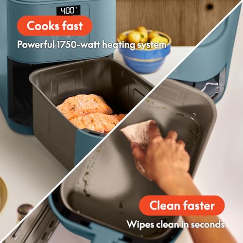 bella 4Qt Slim Air Fryer, Fits-anywhere™ Kitchenware, EverGood™ Ceramic Nonstick Coating, Adjustable Temperature, 6 Preset Cooking Options, 60 Min Auto Shutoff w Audible Tone, 3.3lb Capacity, Oatmilk