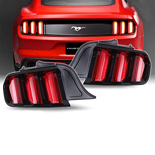 CPW Tail Lights Euro Style Compatible with 2015 2016 2017 2018 2019 2020 2021 2022 Ford Mustang LED Tail Lights Rear Lamps Sequential Plug & Play (Clear)