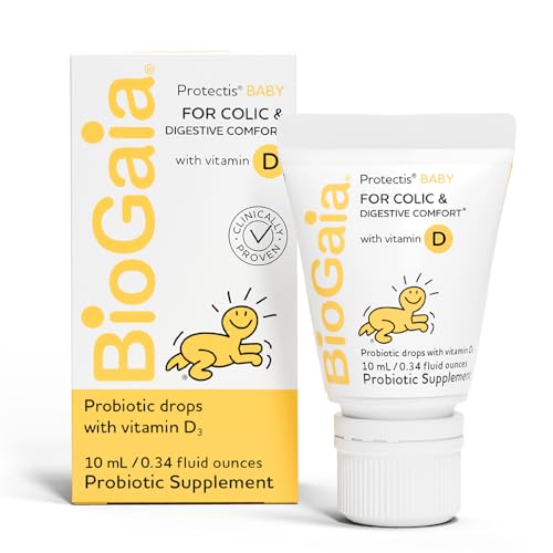 BioGaia Protectis Baby Probiotic Drops with Vitamin D for Infants, Newborn and Kids Colic, Spit-Up, Constipation and Digestive Comfort, 10 ML, 0.34 oz, 2 Pack