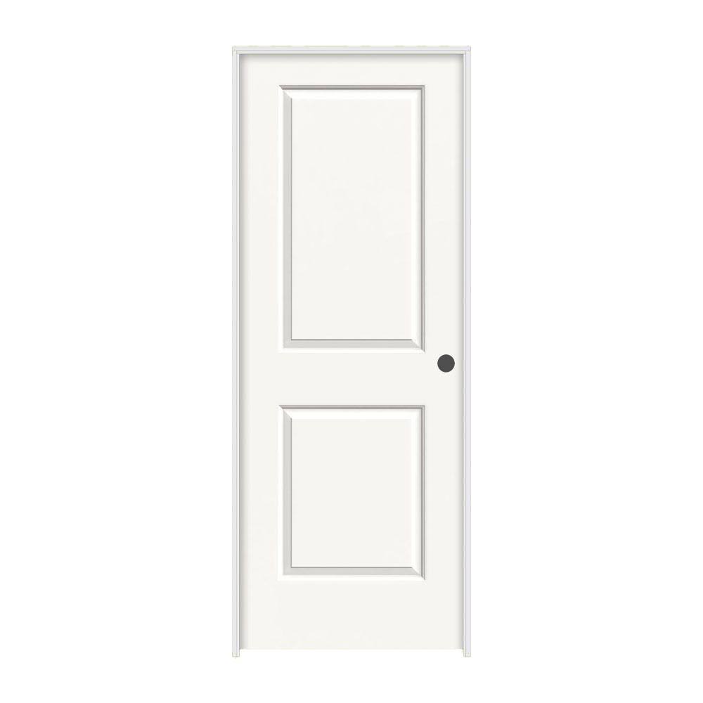 JELD-WEN 24 in. x 80 in. Cambridge White Painted Left-Hand Smooth Solid Core Molded Composite MDF Single Prehung Interior Door