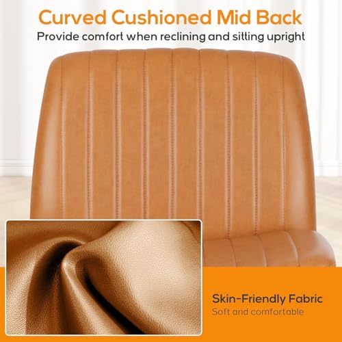 DUMOS Criss Cross Chair Legged Office Wide Comfy Desk Seat, No Wheels Armless Computer Task Seating, Swivel Vanity Home Height Adjustable