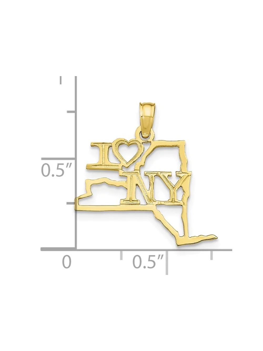 10K Yellow Gold Solid New York State Charm Pendant Necklace with Chain