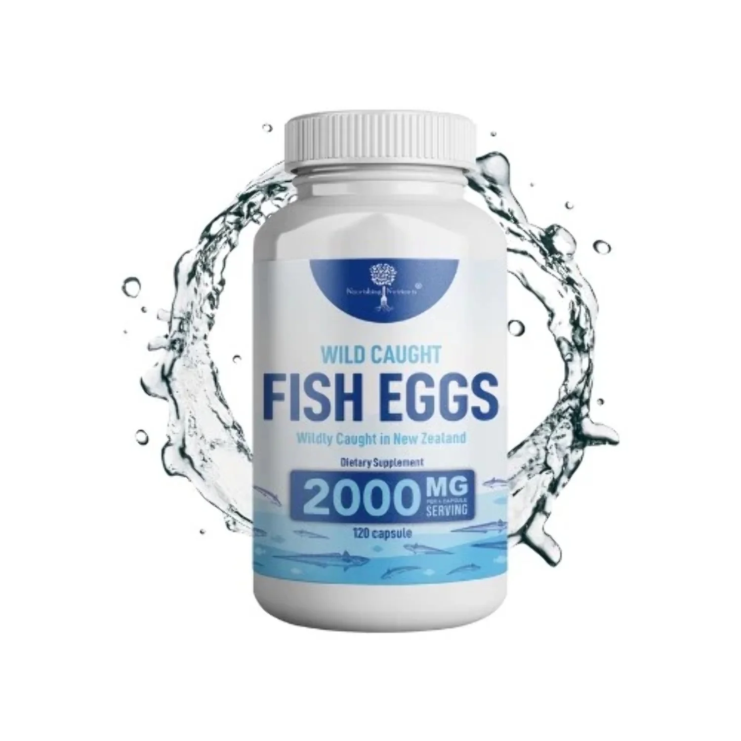 Wild Caught Fish Eggs with Omega 3-6-9 for Eye, Brain, Bones & Teeth, Mood Support 120 capsules