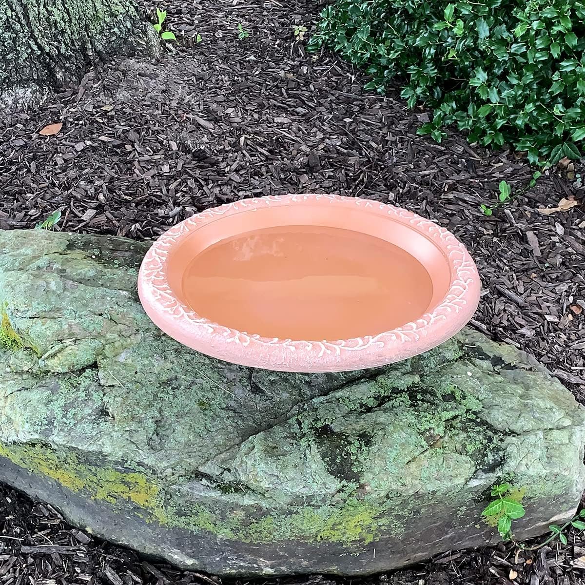 Tierra Garden Birds and Beyond Fiber Clay Bird Bowl, Semi-Gloss Bird Bowl with Matte Rim for Tierra Bird Bath Bases (Terra Cotta)