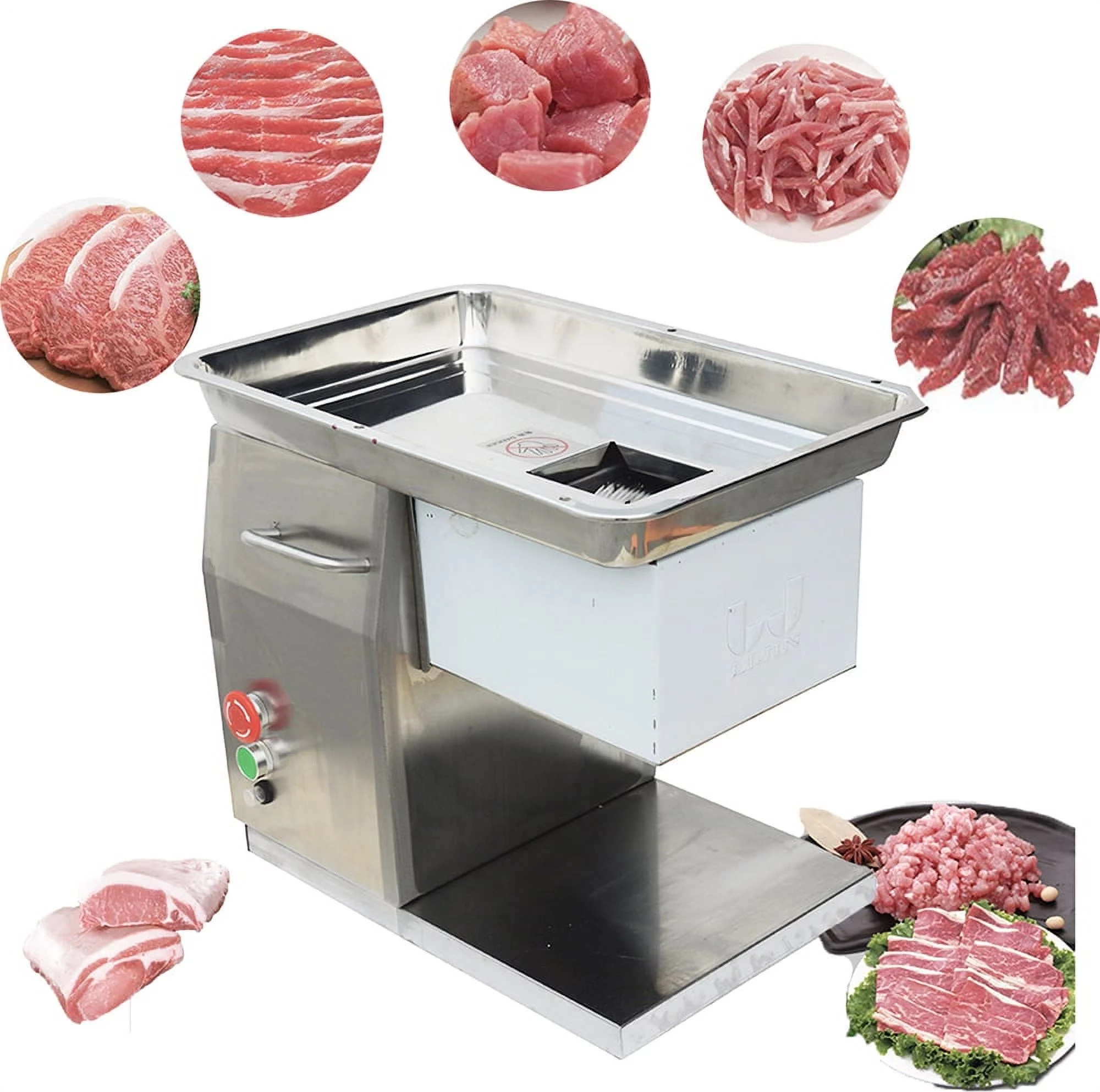 INTBUYING Commercial Meat Slicer Machine 3mm Blade Stainless Steel Meat Cutter