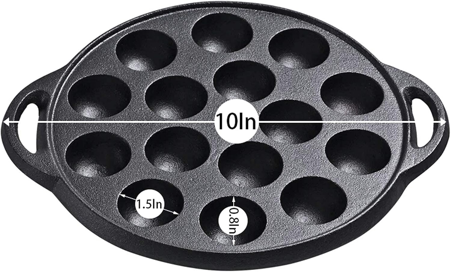 WUWEOT Non-Stick Aebleskiver Pan, Pre-Seasoned Cast Iron Pancake Octopus Ball Grill, 1.5