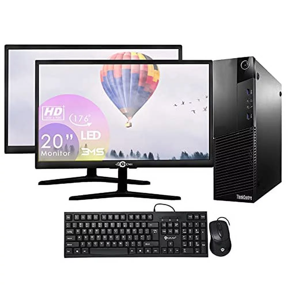 Desktop Computer Package Compatible with Lenovo ThinkCentre M93P, Intel Core i5 4570 3.20GHz, 8GB RAM, 256GB SSD, Dual 20Inch LCD Monitor, KB, Mouse, WiFi, USB 3.0 Windows 10 Home 64-bit(used)