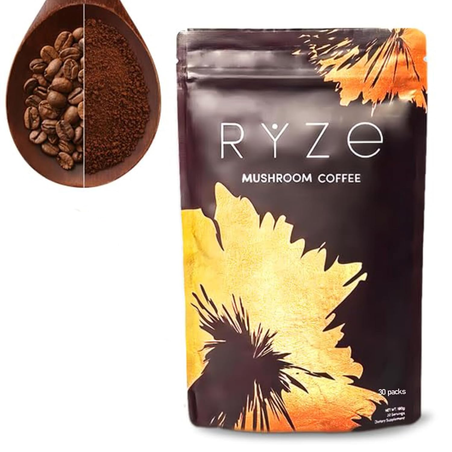 1Pack RYZE Mushroom Coffee (30 Servings) -Good Supplement Mushroom Coffee Organic with Cordyceps,Good Supplement