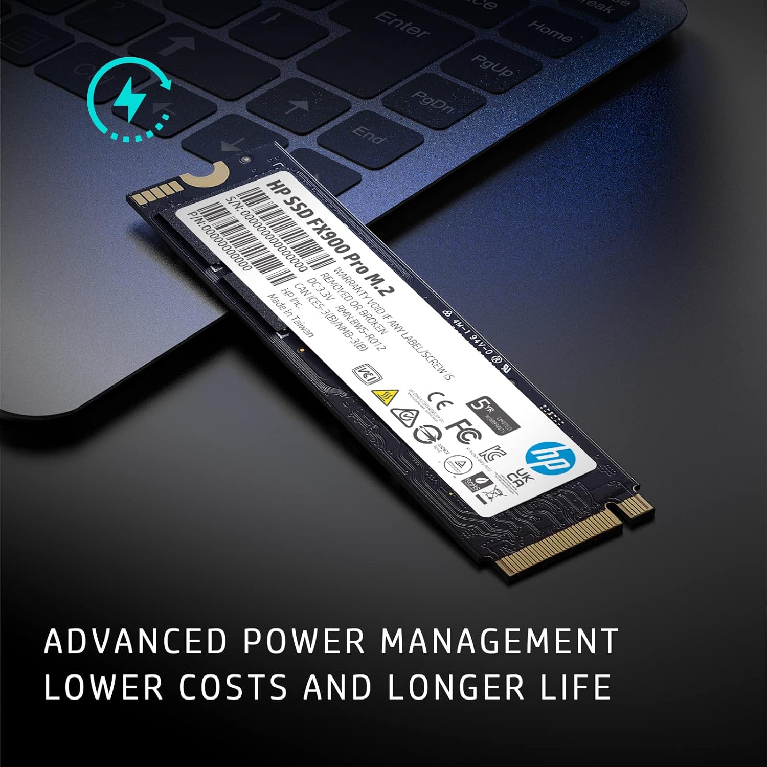 HP FX900 Pro 2TB NVMe GEN4 Gaming SSD - PCIe 16 Gb/s, M.2 2280 3D TLC NAND Internal Solid State Drive Up to 7400 MB/s with RAM Cache - 4A3U1AA#ABB