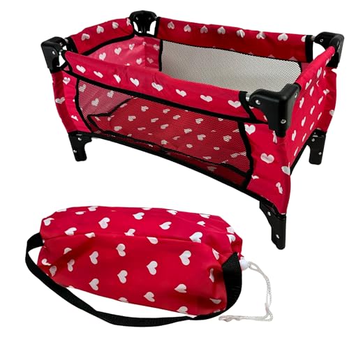 Baby Doll Crib Set for Little Girls, Play Crib Baby Doll Bed, Baby Doll Pack and Play Baby Doll Beds for 18 inch Dolls, Toy Baby Crib for Dolls, Toy Crib for Baby Doll, (Floral)