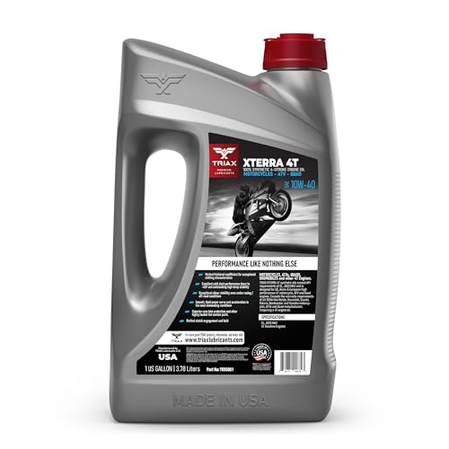 Triax XTerra 4T 10W-40 Full Synthetic Ester VTWIN Motorcycle Oil, Enhanced and Friction Modified JASO MA-2 API SN, SL, SM, Enhanced Film Strength and High Temp Stability (4 Gallon Case)