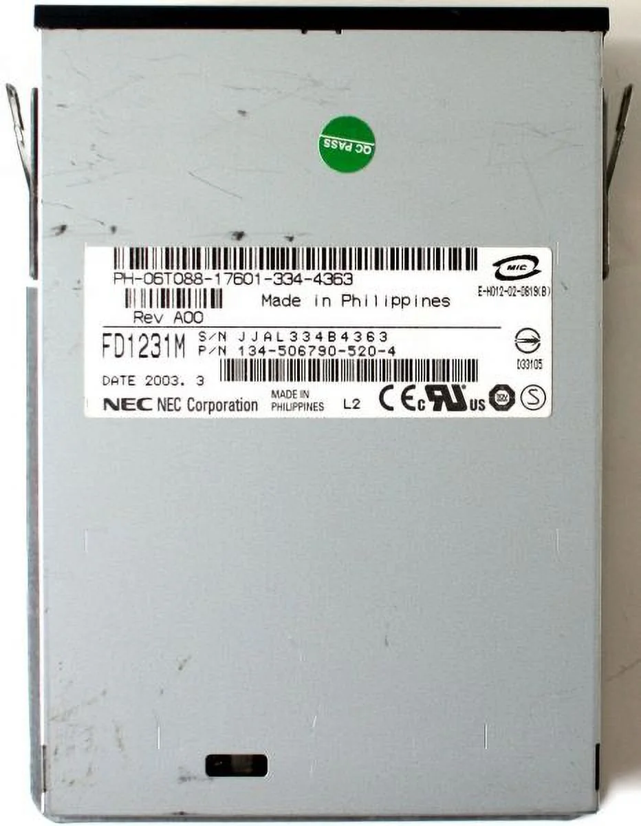 FD1231M 1.44MB FLOPPY DRIVE, P/N 134-506790-520-4, PH-06T088-17601 REV A00 (BLACK)