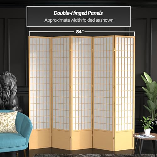 Red Lantern 7 ft. Tall Window Pane Shoji Screen-White-3 Panels Room Divider