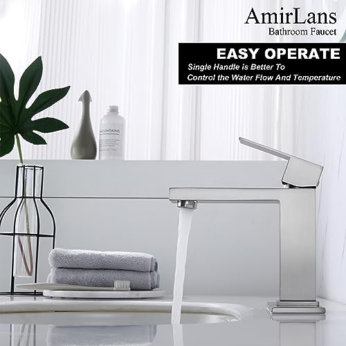 Brushed Gold Vessel Sink Faucet - Tall Single Hole Bathroom Faucet with Pop Up Drain, AML-11411-BG