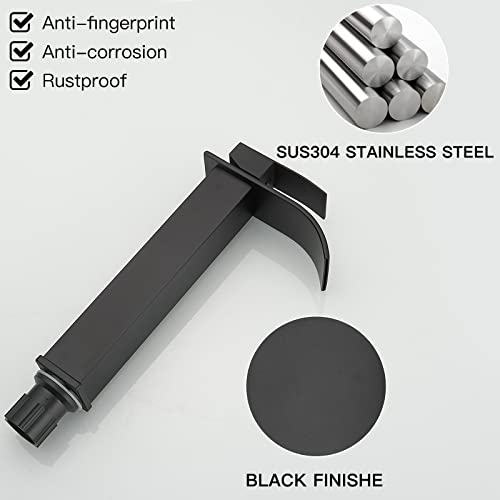 BWE Vessel Sink Faucet Modern Waterfall Chrome Single Hole Bathroom Faucet Single Handle with Pop up Drain Without Overflow Assembly Vanity Basin Bath Sink Faucets Mixer Tap