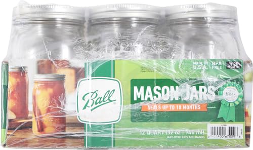 Jarden Ball Quart (32oz) Mason Jar Wide Mouth 12-pack, Clear