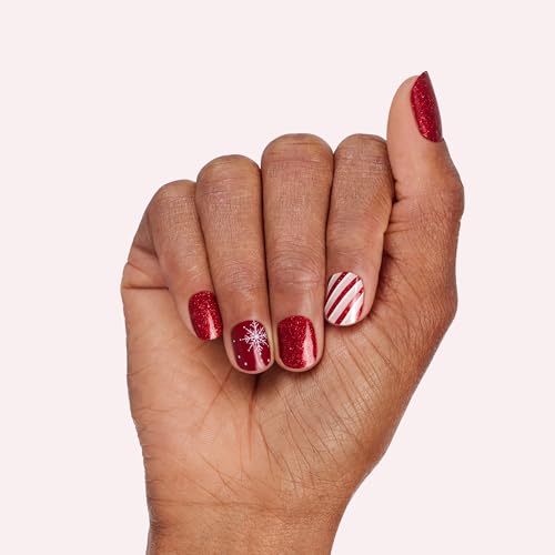 Dashing Diva Gloss Nail Strips - Santa Baby | UV Free, Chip Resistant, Long Lasting Gel Nail Stickers | Contains 32 Nail Wraps, 1 Prep Pad, 1 Nail File