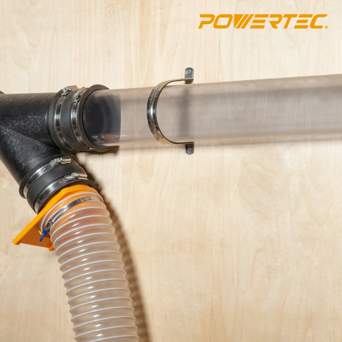 POWERTEC 4-inch x 36-Inch Long, Clear PVC Dust Collection Pipe, Rigid Plastic Tubing (70272)