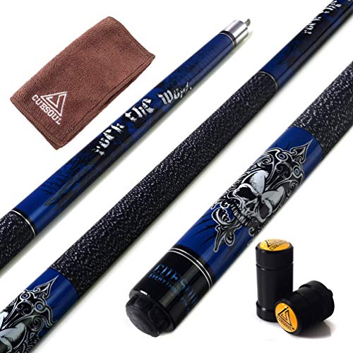 CUESOUL 58 inch 19/20/21 oz 1/2 Maple Pool Cue Stick Kit-Rockin Series