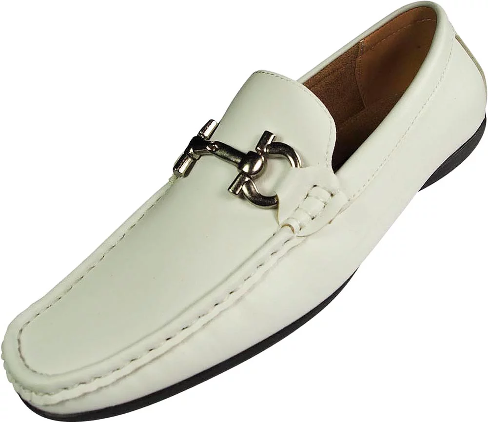 Masimo Mens Faux Faux Leather Driver Moccasins Adult Male Loafer Shoes White 8.5